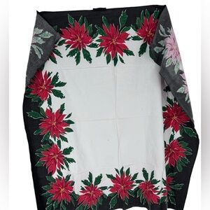 Vintage Vera Neumann pointsetta holiday tablecloth size 47 x 51